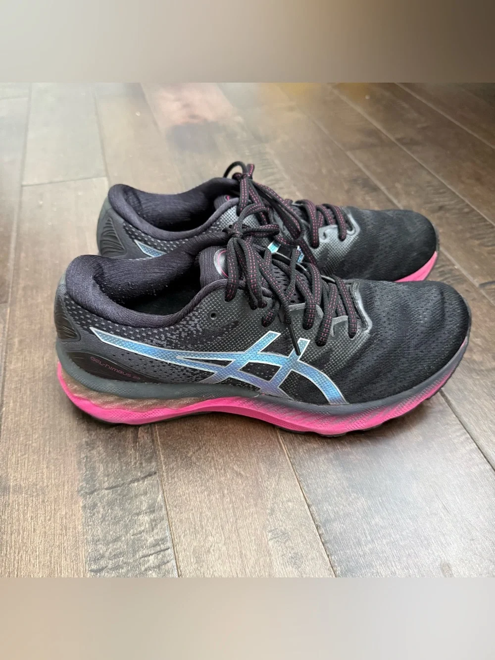 Asics Gel Nimbus 23 Black & Pink Women's Athletic Running Tennis Shoes Sneakers
